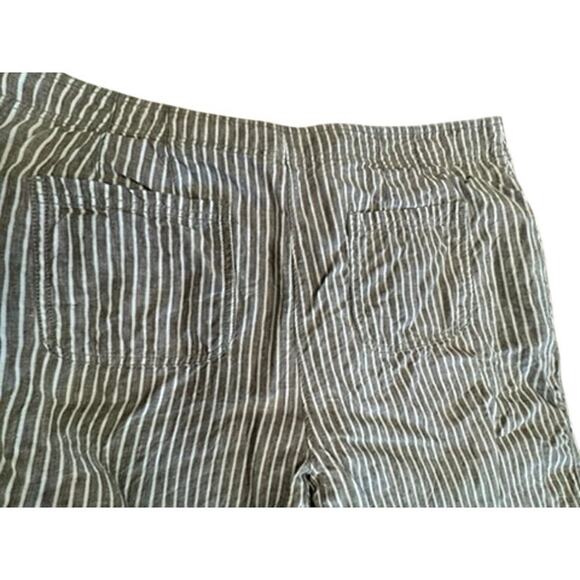 "CHICOS" 100% Linen Tan/White Striped Wide Leg Pants SZ L/14 (2.5) Summer Beachy - Picture 10 of 10